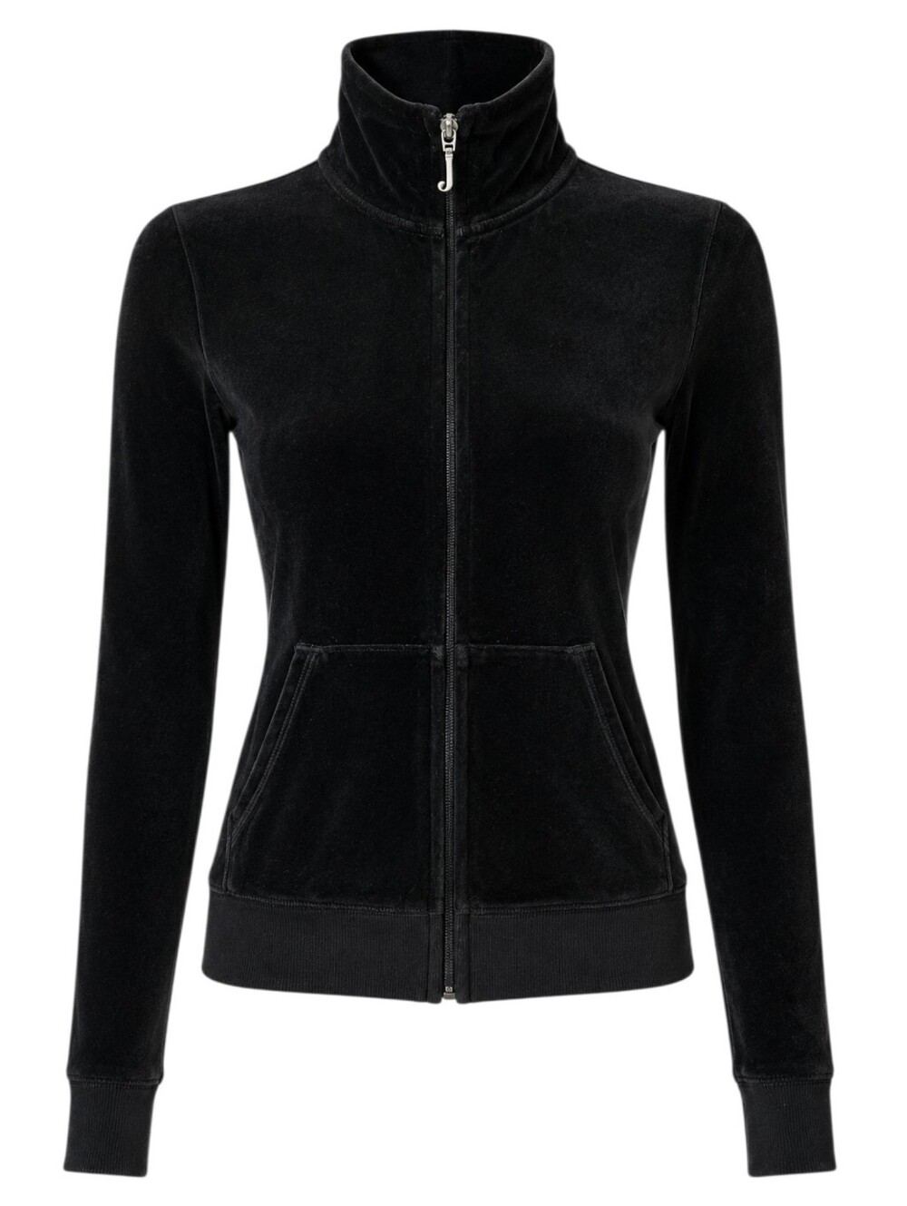 Juicy Couture Track Jacket Women Small Black Velour Vintage Y2K